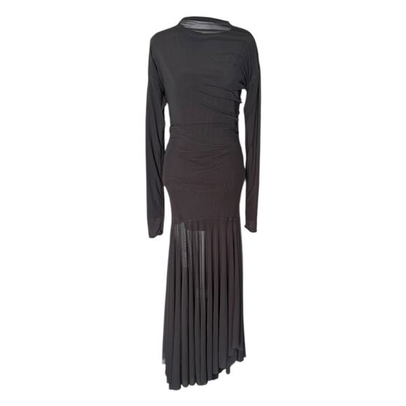 Lemaire Transparent Maxi Dress In Dark Espresso M Asymmetrical Mesh Dress Gown - Picture 5 of 14